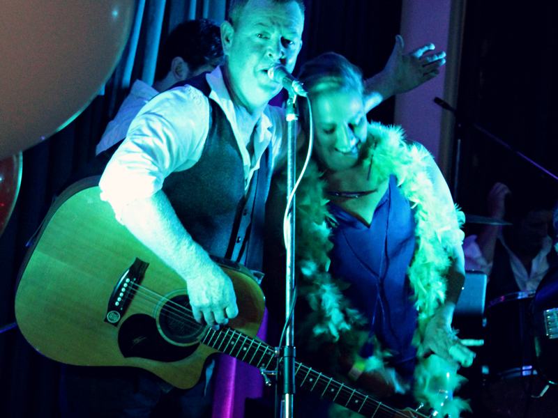 On stage at the St Patrick's Day party